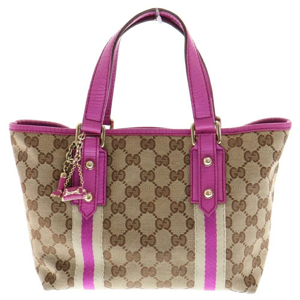Gucci Charm Beige Purple GG Canvas Bag Handbag